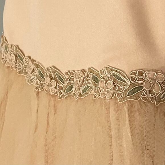 VTG Jessica McClintock Satin Tulle Dress, Embroidered, Flower Girl Dress, 10 - Picture 12 of 14